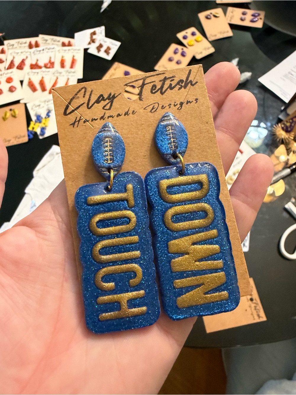 MSU Blue Gold Touchdown earrings